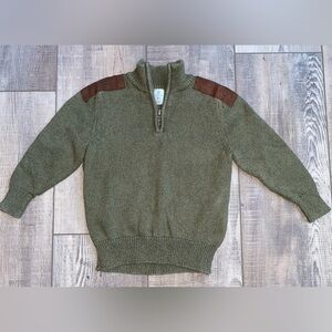 Class Club Olive Green Brown Suede Shoulder 1/4 Zip Sweater Boy’s 3 3T